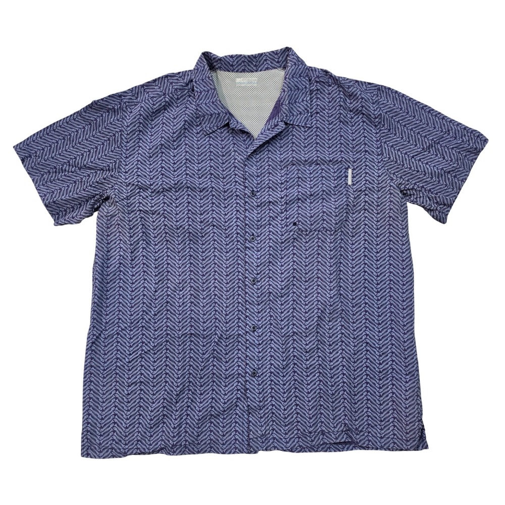 Columbia PFG Mens Blue Fish Skeleton Print Ventilated Fishing Shirt 2XL
